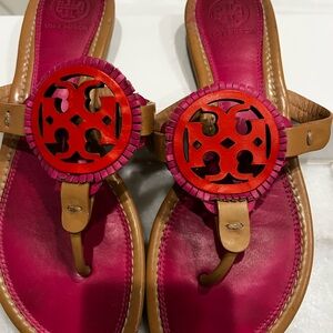 Tory Burch Pink and Tan Sandals